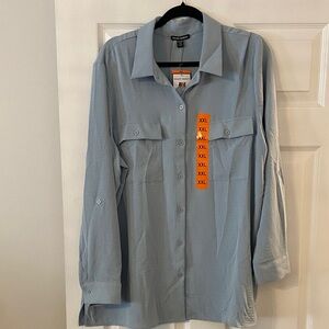 Hilary Radley  Sky Blue Casual Button Down Shirt size XXL brand new length 32”